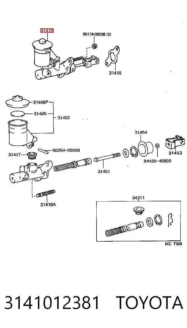 Cilindro maestro de embrague 3141012381 Toyota
