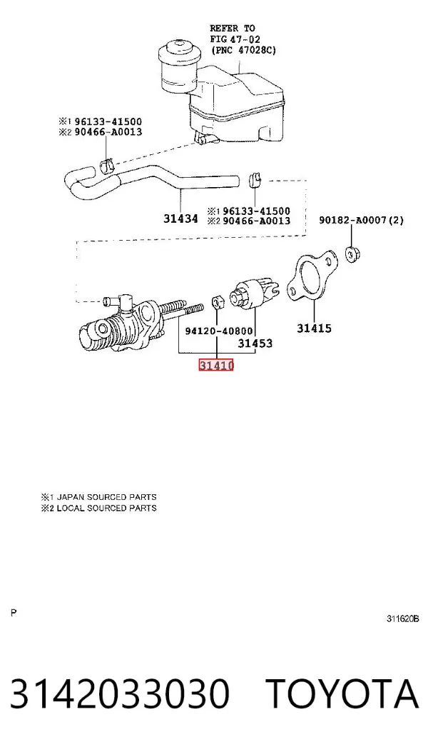 Cilindro maestro de embrague 3142033030 Toyota