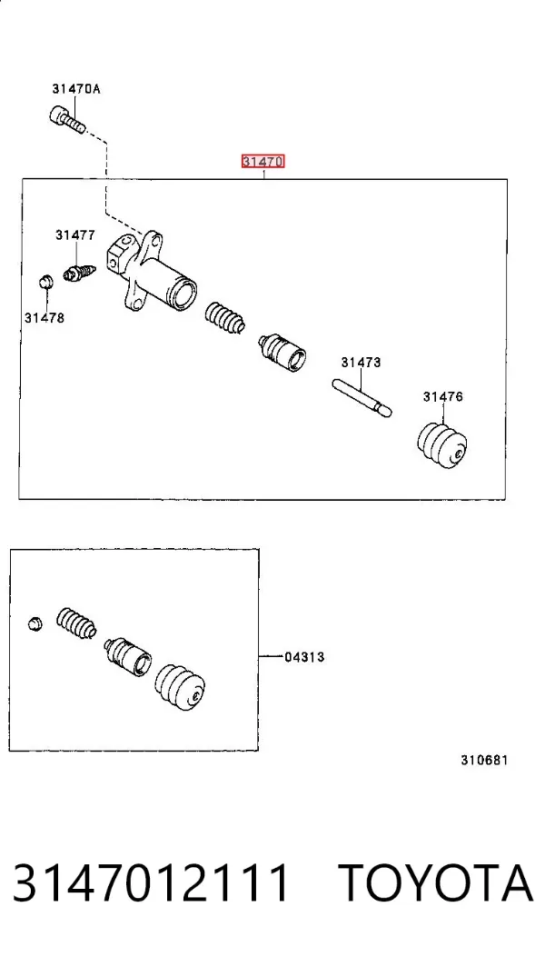 Bombin de embrague 3147012111 Toyota
