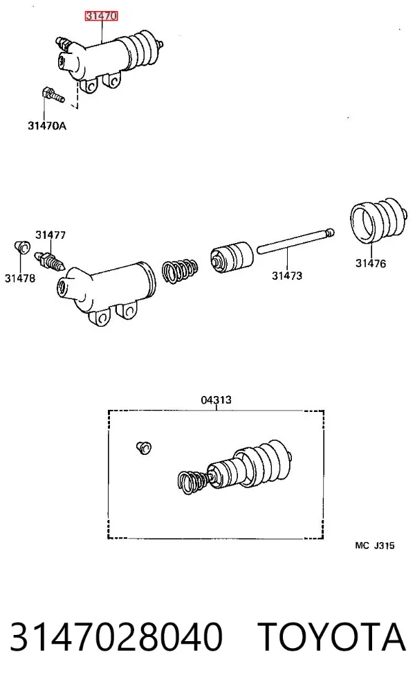 Bombin de embrague 3147028040 Toyota