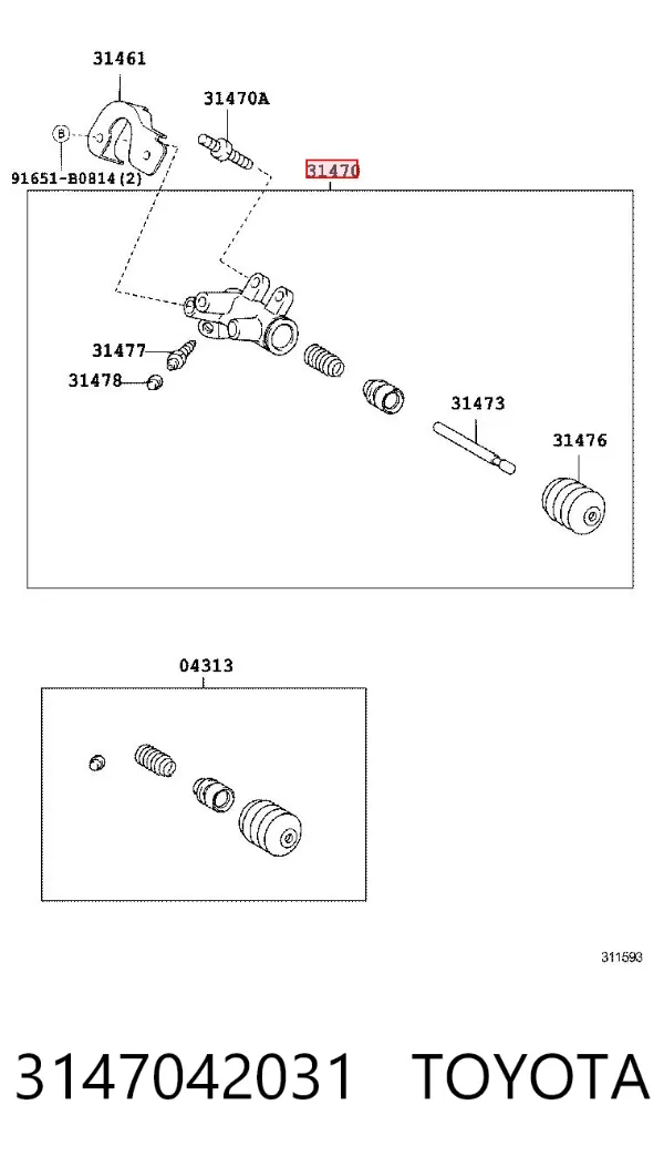 Bombin de embrague 3147042031 Toyota