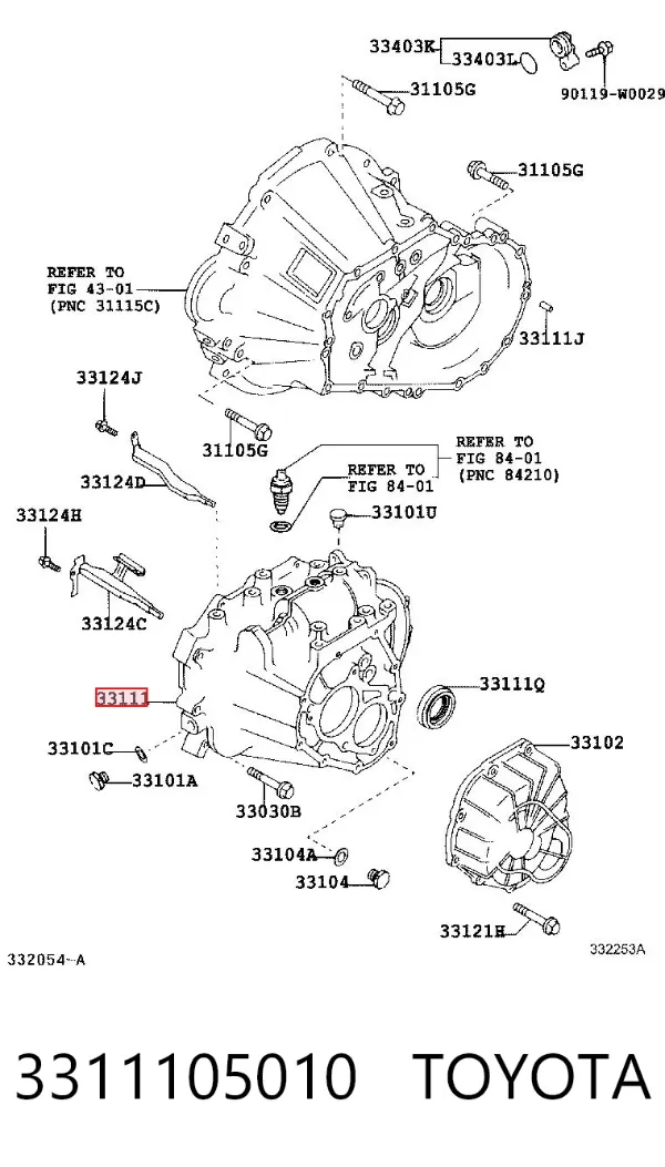 Carcasa de la caja de cambios 3311105010 Toyota