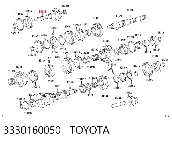 Eje intermedio de transmisión 3330160050 Toyota