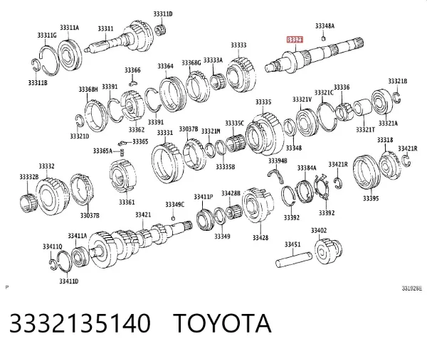 Eje intermedio de transmisión 3332135140 Toyota