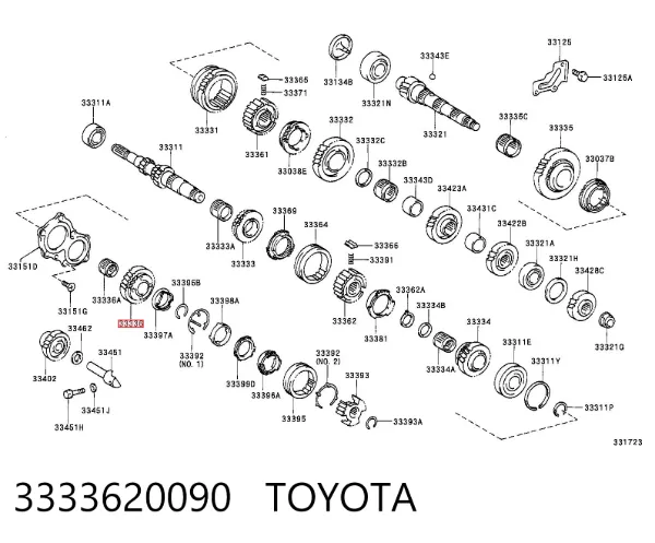 Engranaje conducido de quinta velocidad 3333620090 Toyota
