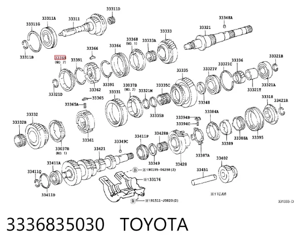 Anillo sincronizador 3336835030 Toyota