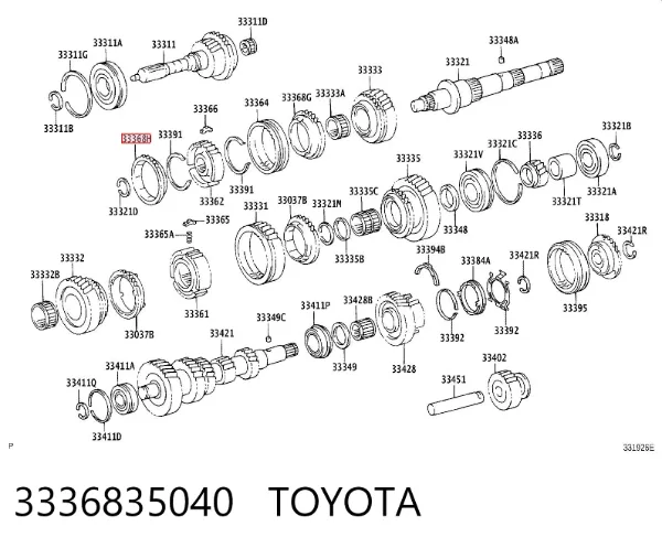 Anillo sincronizador 3336835040 Toyota