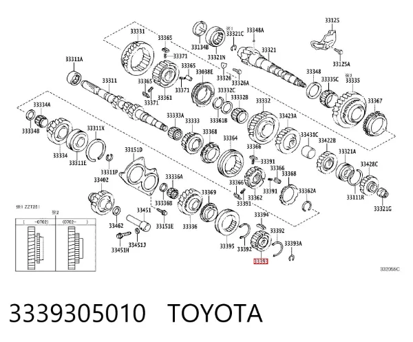 Anillo exterior del sincronizador de la quinta marcha 3339305010 Toyota