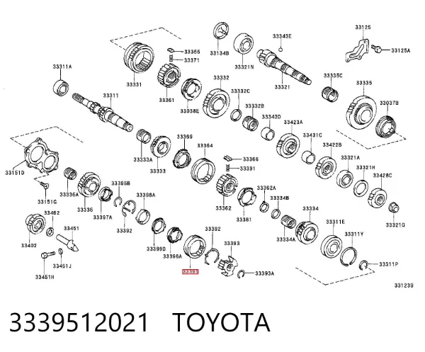 Anillo exterior del sincronizador de la quinta marcha 3339512021 Toyota