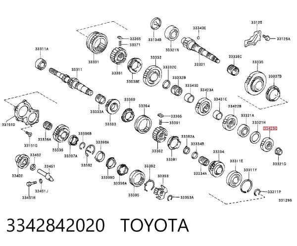 Engranaje conducido de quinta velocidad 3342842020 Toyota