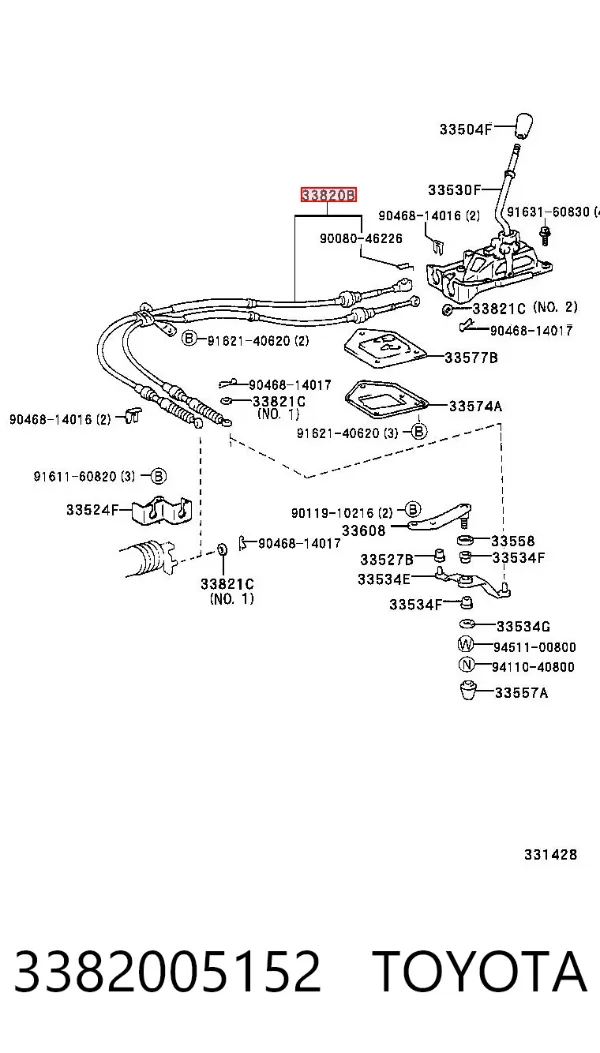 Cables de caja de cambios 3382005152 Toyota
