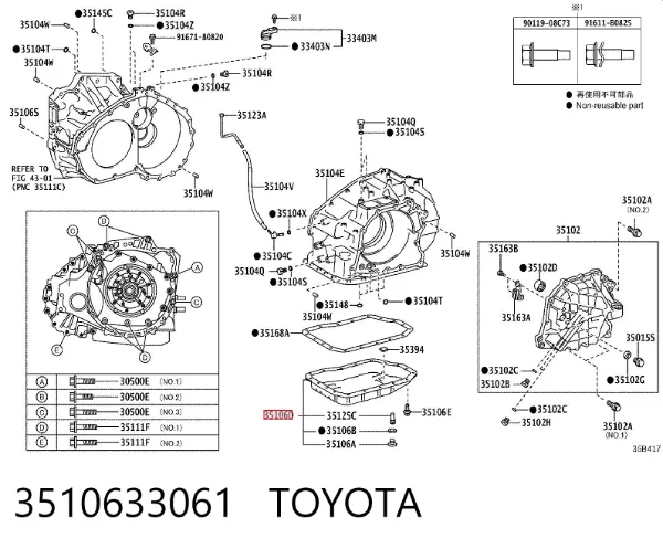 Cárter de transmisión automática 3510633061 Toyota