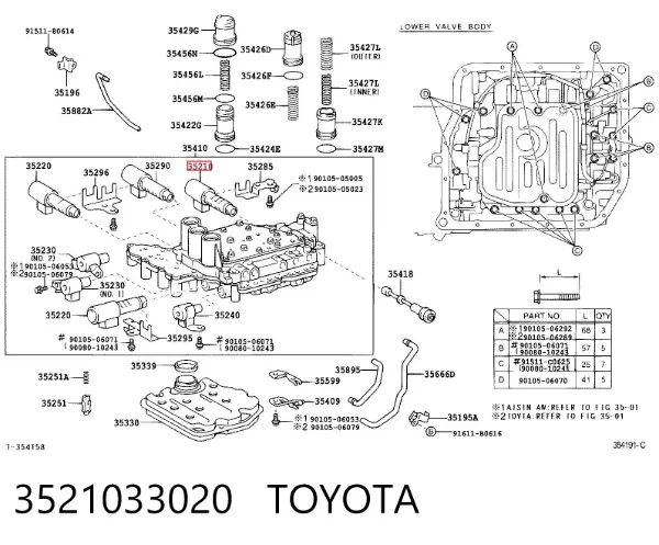Solenoide de transmisión automática 3521033020 Toyota