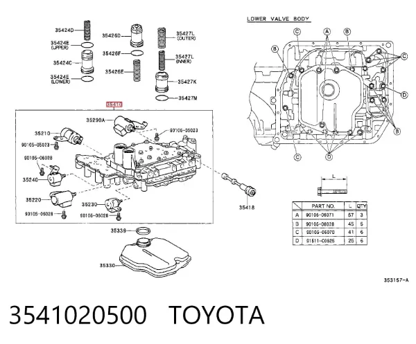 Bloque de válvulas de la transmisión automática 3541020500 Toyota