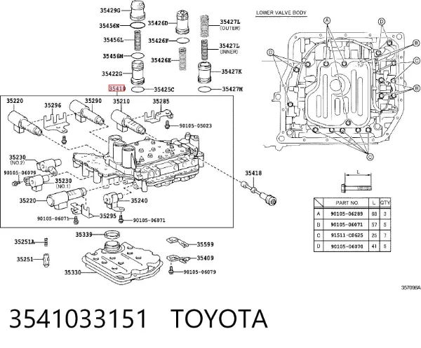 Bloque de válvulas de la transmisión automática 3541033151 Toyota