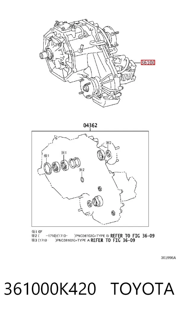 Caja de transferencia 361000K420 Toyota