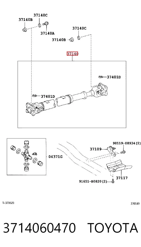 Árbol de transmision delantero 3714060470 Toyota