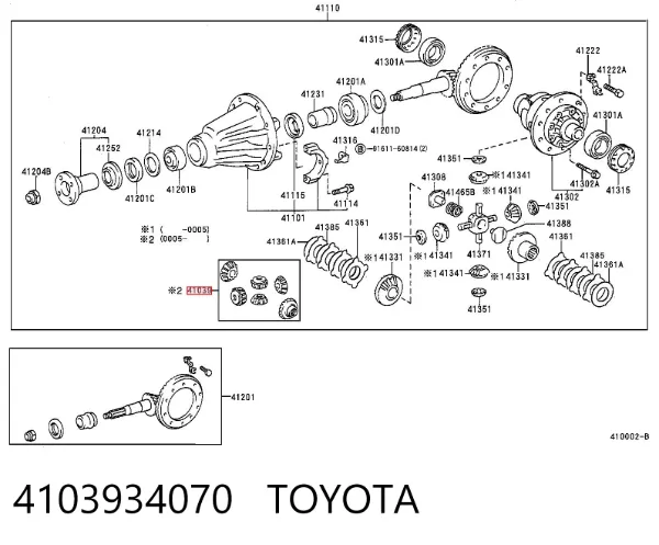 Juego de satélites del diferencial trasero 4103934070 Toyota