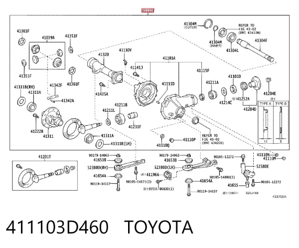 Diferencial delantero 411103D460 Toyota