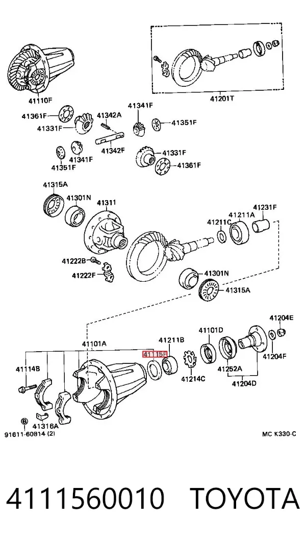 Arandela del diferencial del eje trasero 4111560010 Toyota