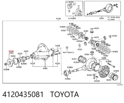 Brida del piñón del diferencial trasero TOYOTA 4120435081