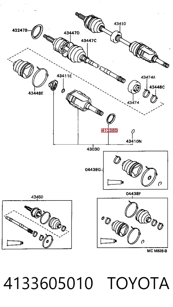 Retén del semieje delantero 4133605010 Toyota