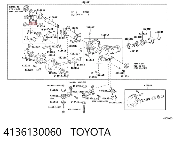 Arandela de ajuste 4136130060 Toyota