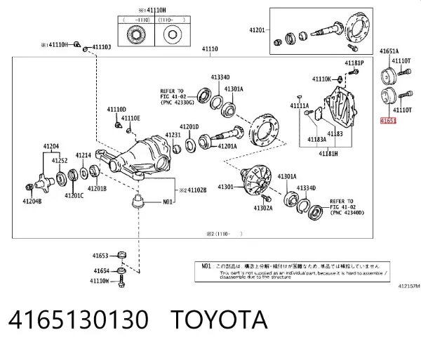 Silentblock del soporte del diferencial trasero 4165130130 Toyota