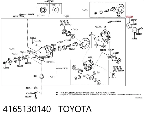 Silentblock del soporte del diferencial trasero 4165130140 Toyota