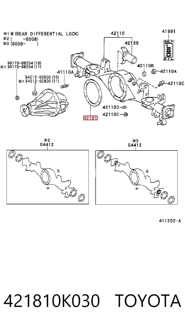 Junta del diferencial trasero 421810K030 Toyota