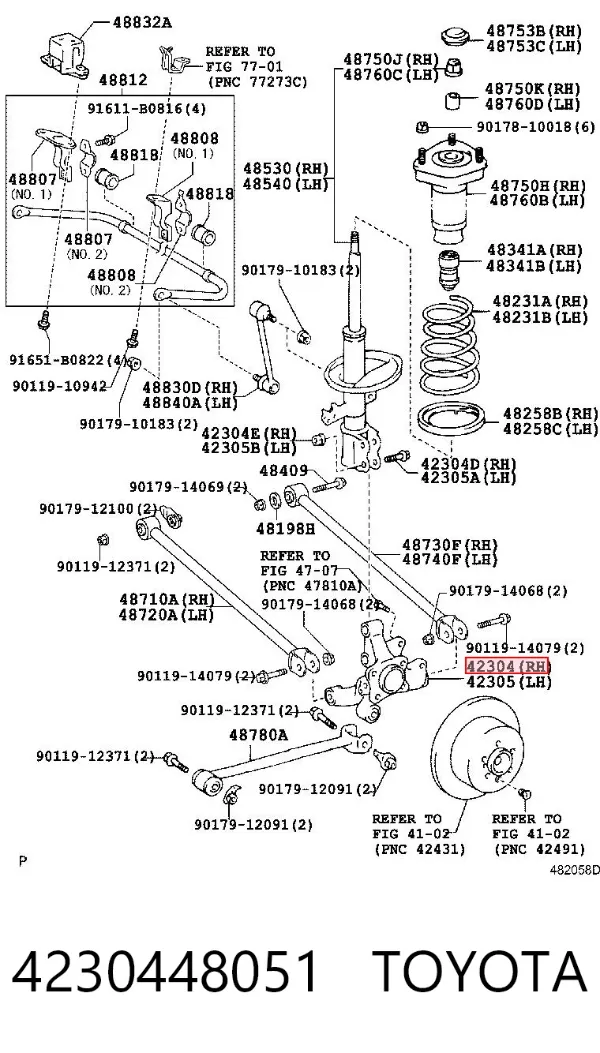 Mangueta trasera derecha 4230448051 Toyota