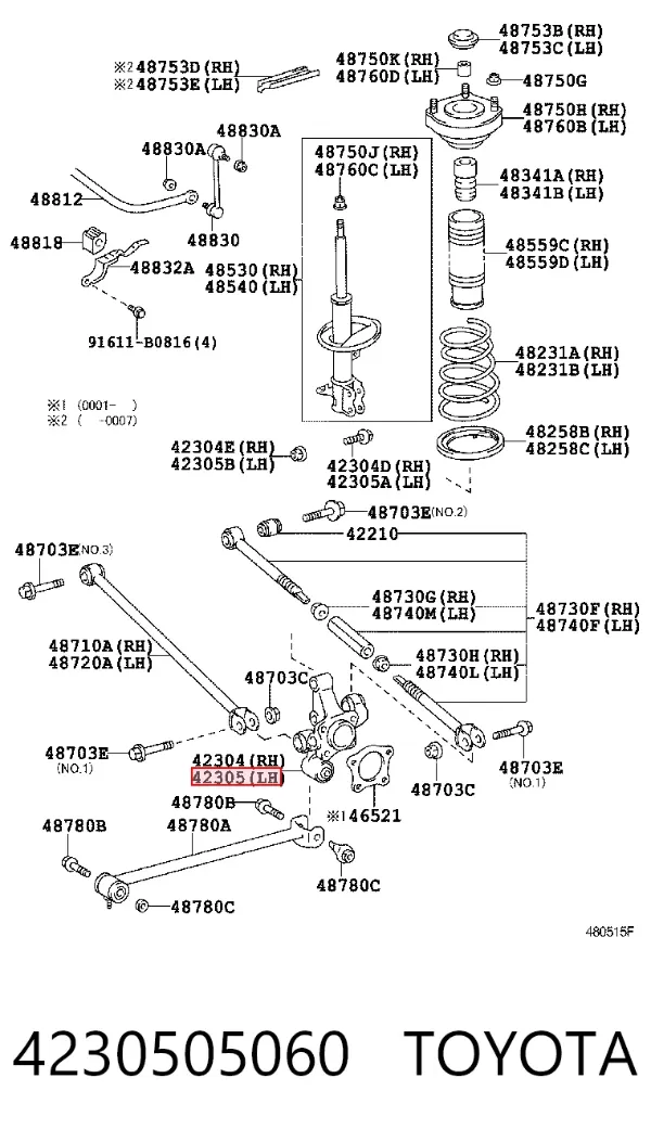 Mangueta trasera izquierda 4230505060 Toyota