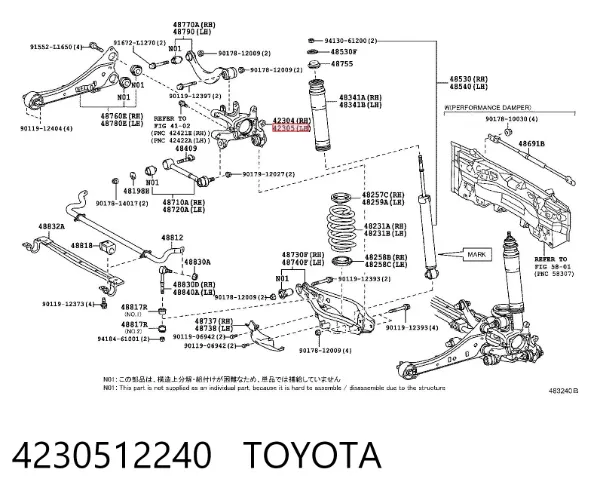 Mangueta trasera izquierda 4230512240 Toyota