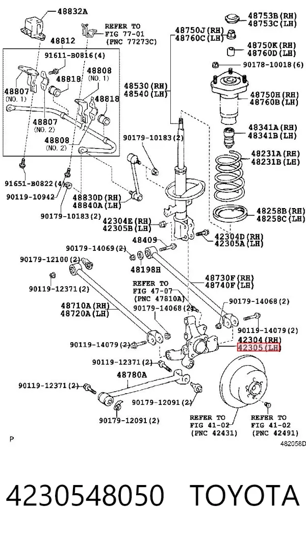 Mangueta trasera izquierda 4230548050 Toyota