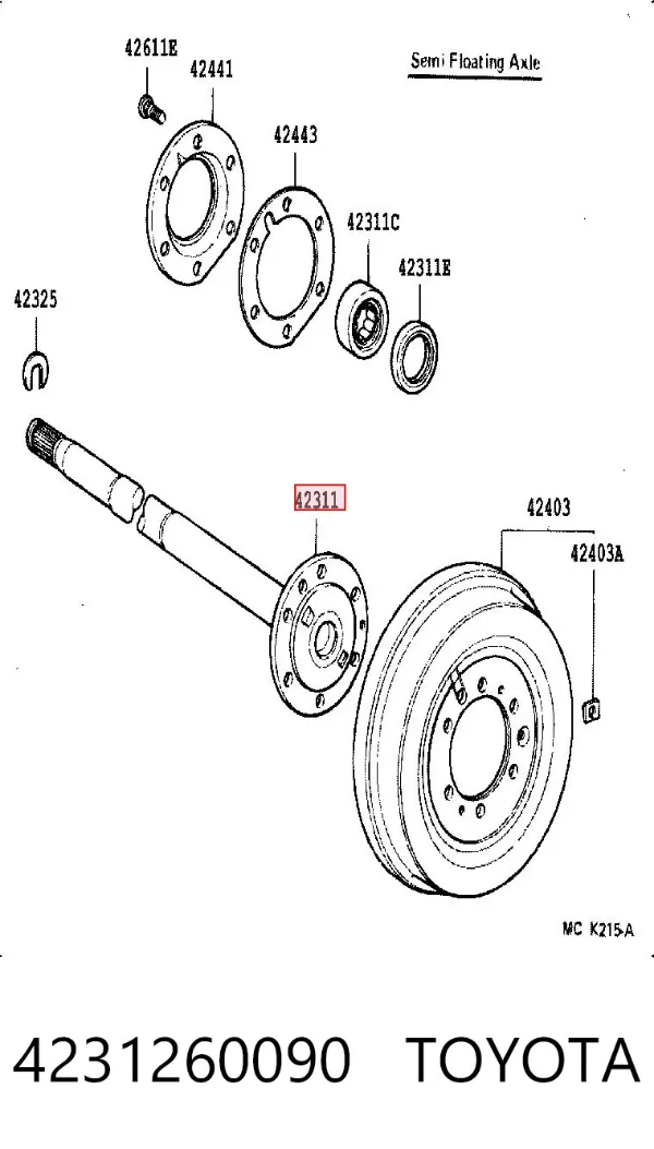 Semieje 4231260090 Toyota