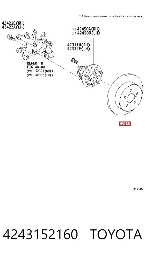 Disco de freno trasero 4243152160 Toyota