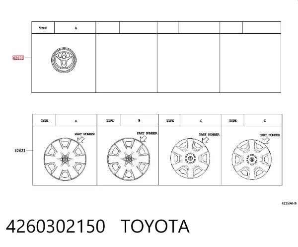 Tapacubos 4260302150 Toyota