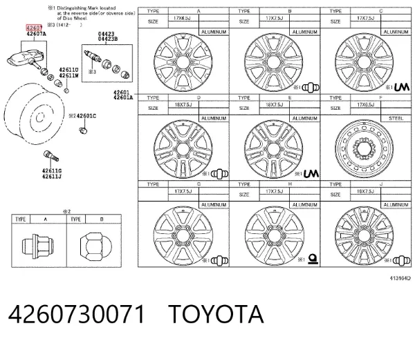Sensor de presión de neumáticos 4260730071 Toyota