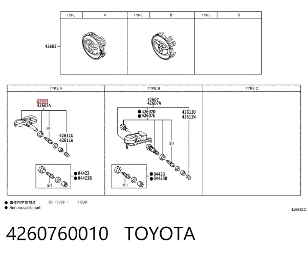 Sensor de presión de neumáticos 4260760010 Toyota
