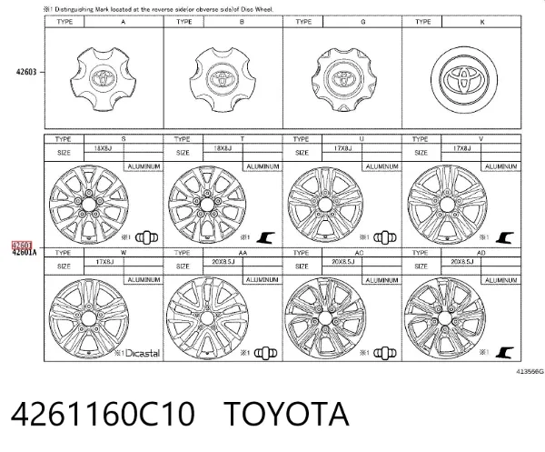 Llantas 4261160C10 Toyota