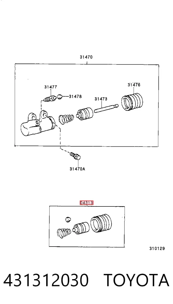 Bombin de embrague 431312030 Toyota