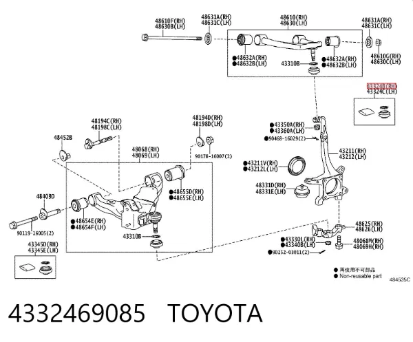 Fuelle superior de rótula 4332469085 Toyota