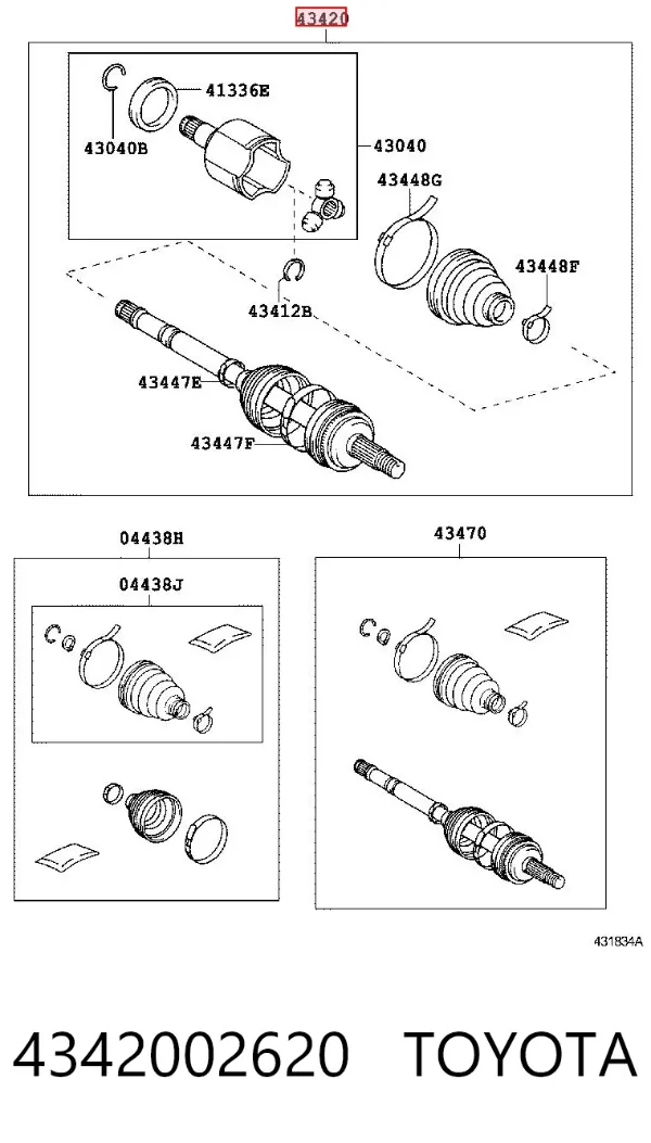Semieje delantero izquierdo 4342002620 Toyota