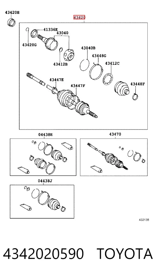 Semieje delantero izquierdo 4342020590 Toyota