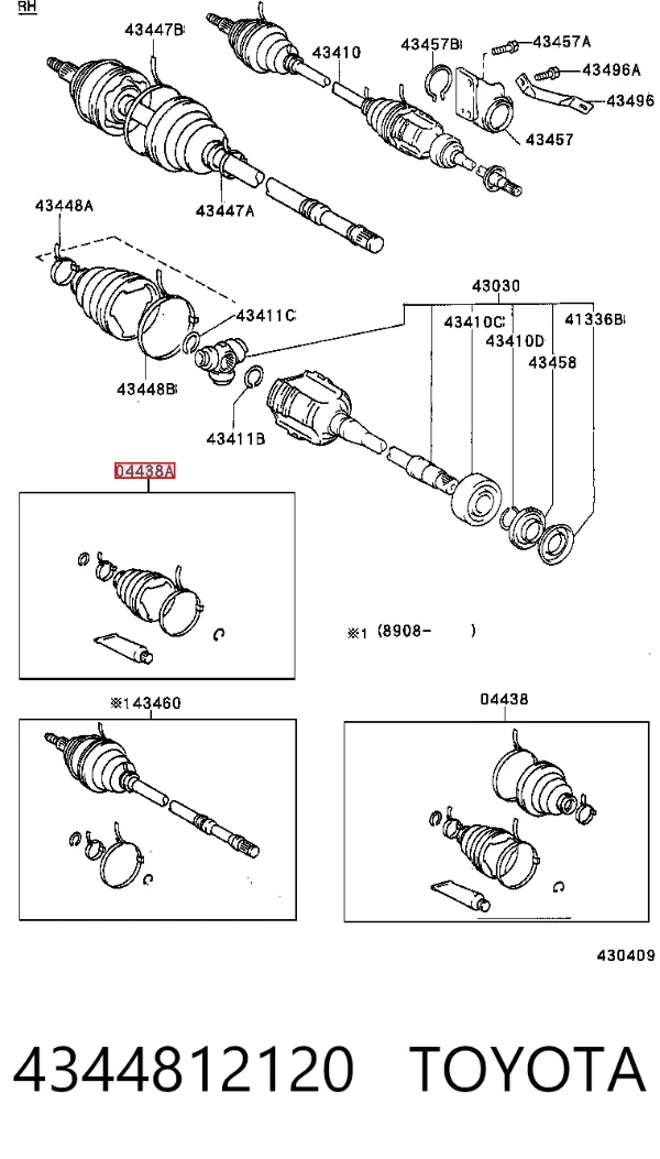 Fuelle de semieje delantero interior 4344812120 Toyota