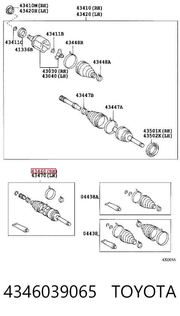 Semieje delantero 4346039065 Toyota
