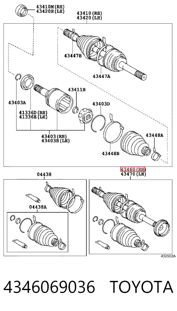 Semieje delantero 4346069036 Toyota