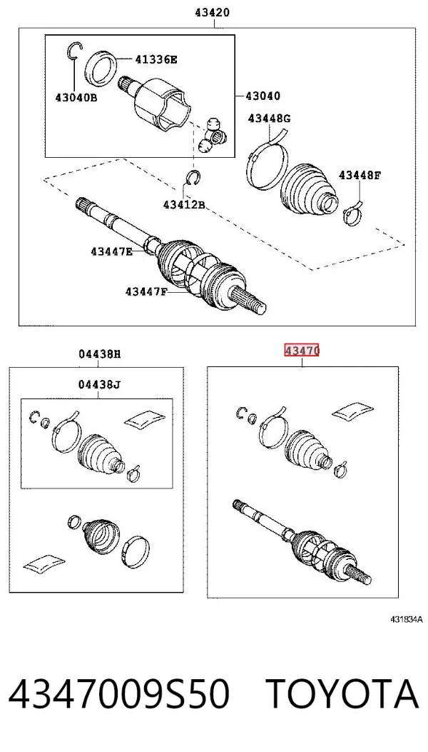 Junta homocinética exterior delantera izquierda 4347009S50 Toyota