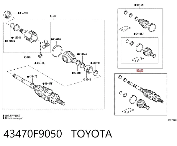 Semieje delantero izquierdo 43470F9050 Toyota