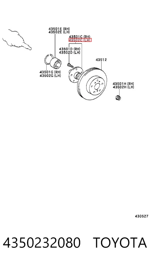 Buje de rueda delantero 4350232080 Toyota